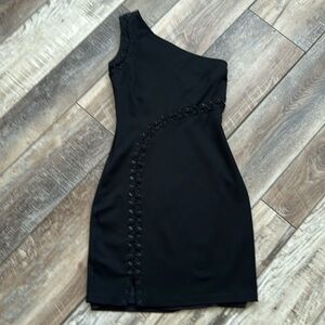 Halston Heritage Asymmetrical Black Dress Size 0